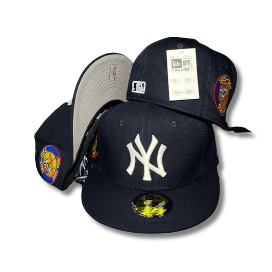 New York Yankees Navy with White Logo and Special Side Patch - Fitted Cap
